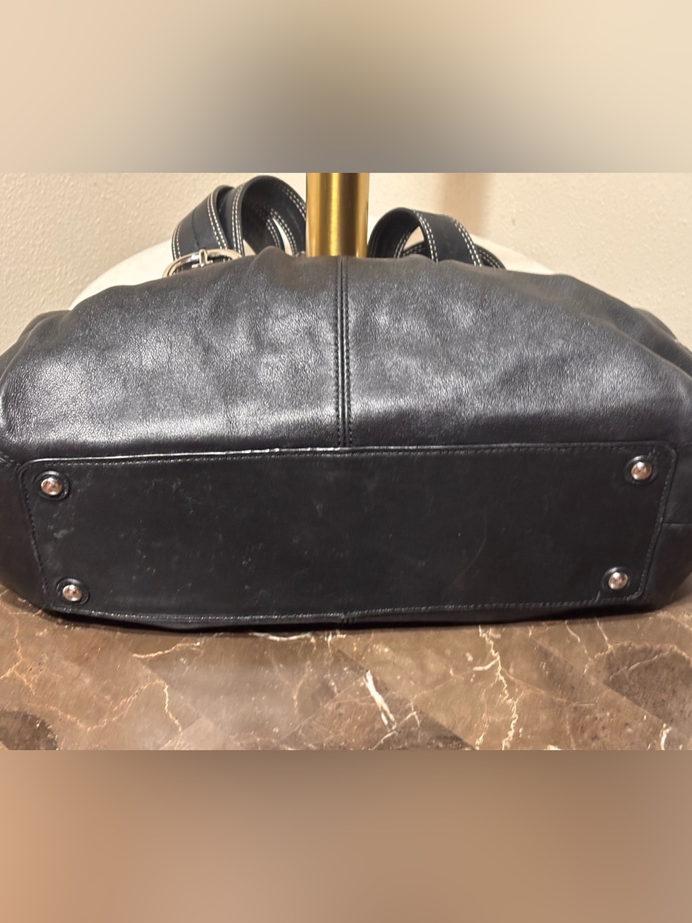 Coach Black Leather Satchel with Silver Hardware - Picture 4 of 5